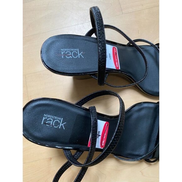 NORDSTROM Rack Women's "Reena" black wedge sandals open toe - Picture 3 of 9